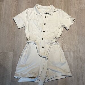 Andrew Marc Cream Belted Romper | New Condition